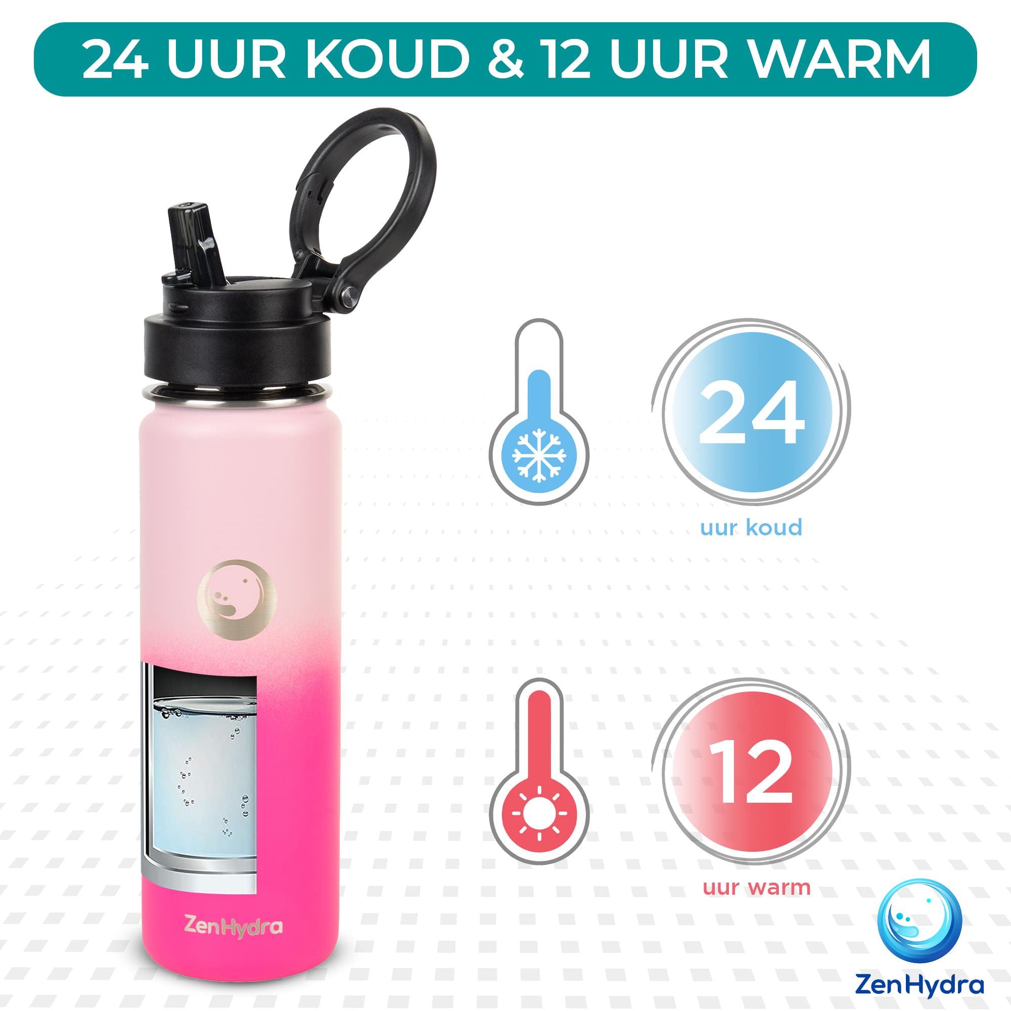 24 uur koud roze fles