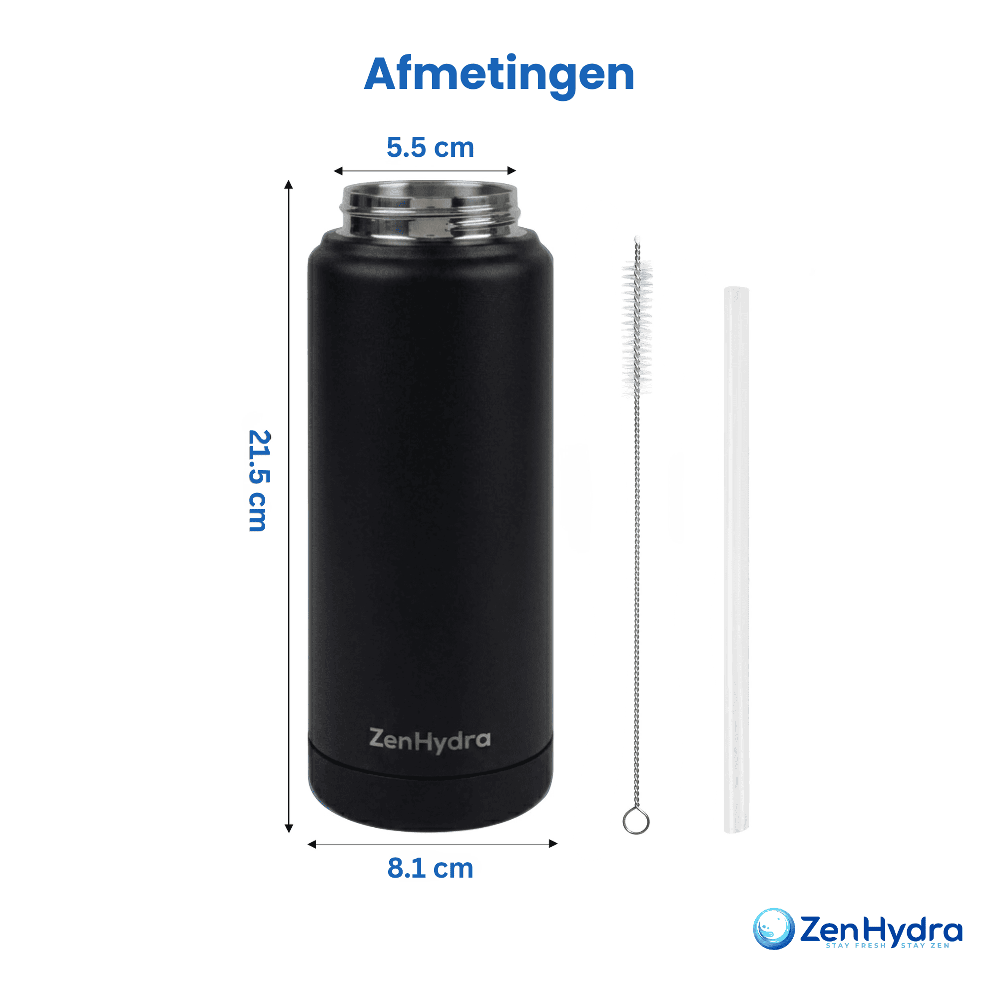 afmetingen zwart 750ml