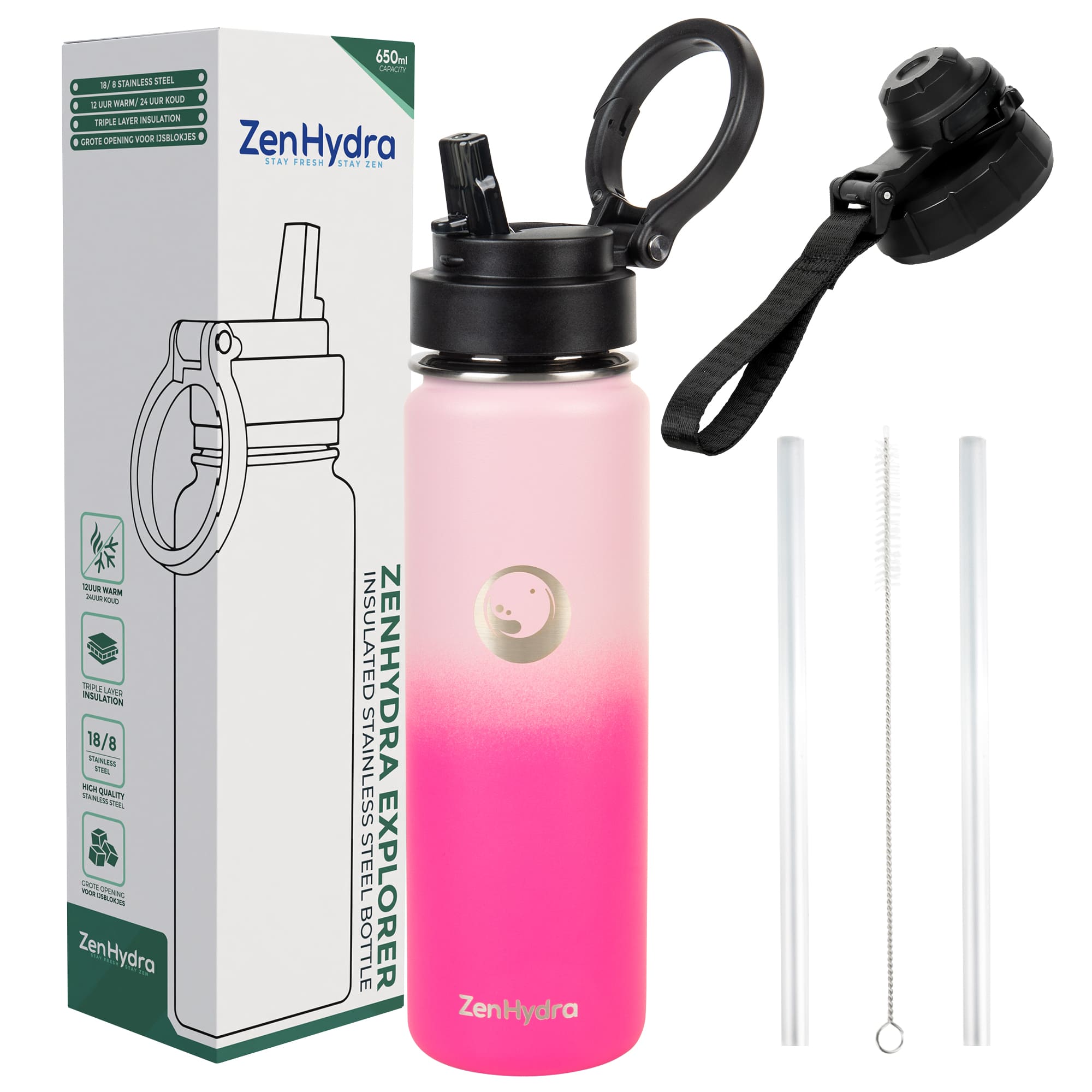 Znhydra 650ml drinkfles roze met doos