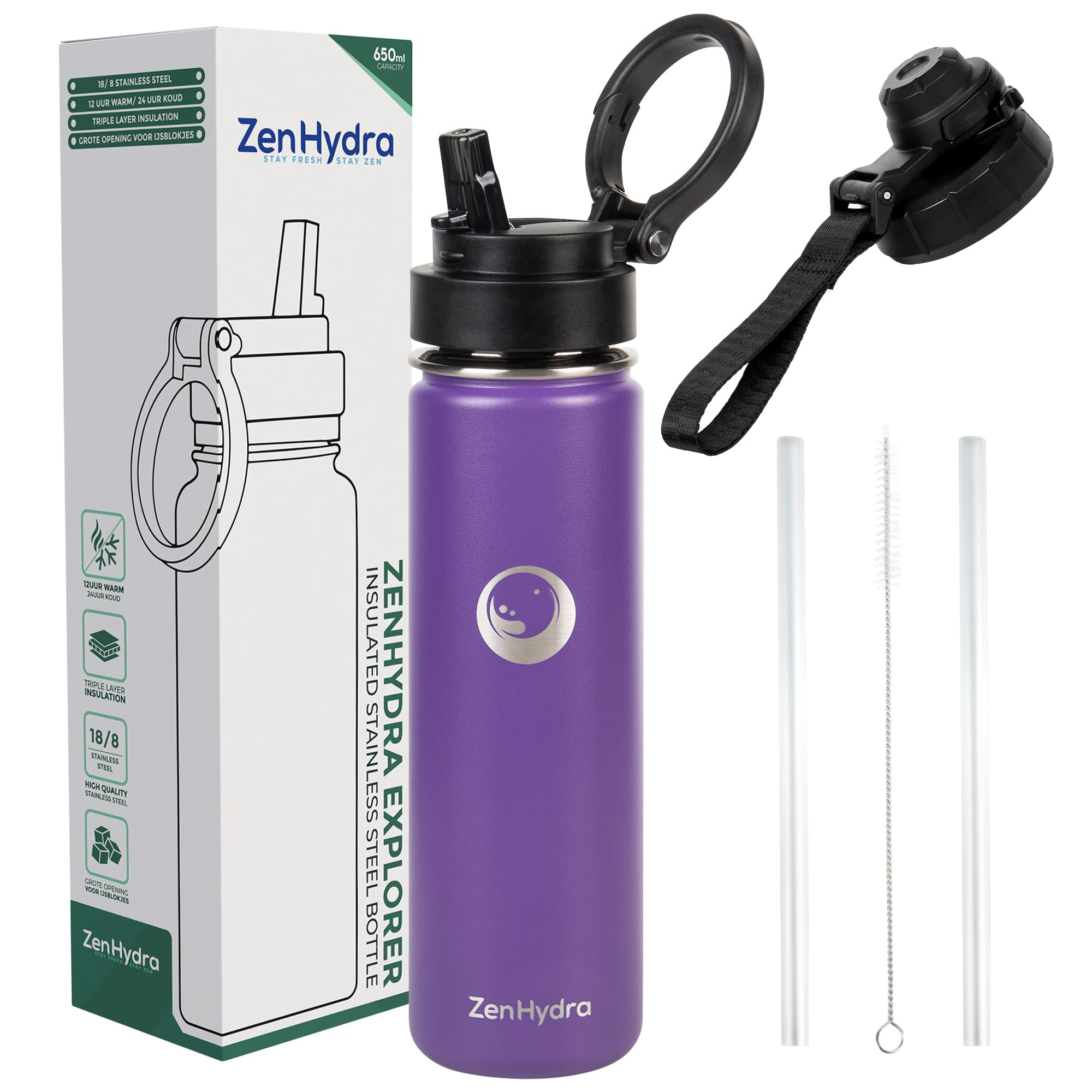 Znhydra 650ml drinkfles paars met doos