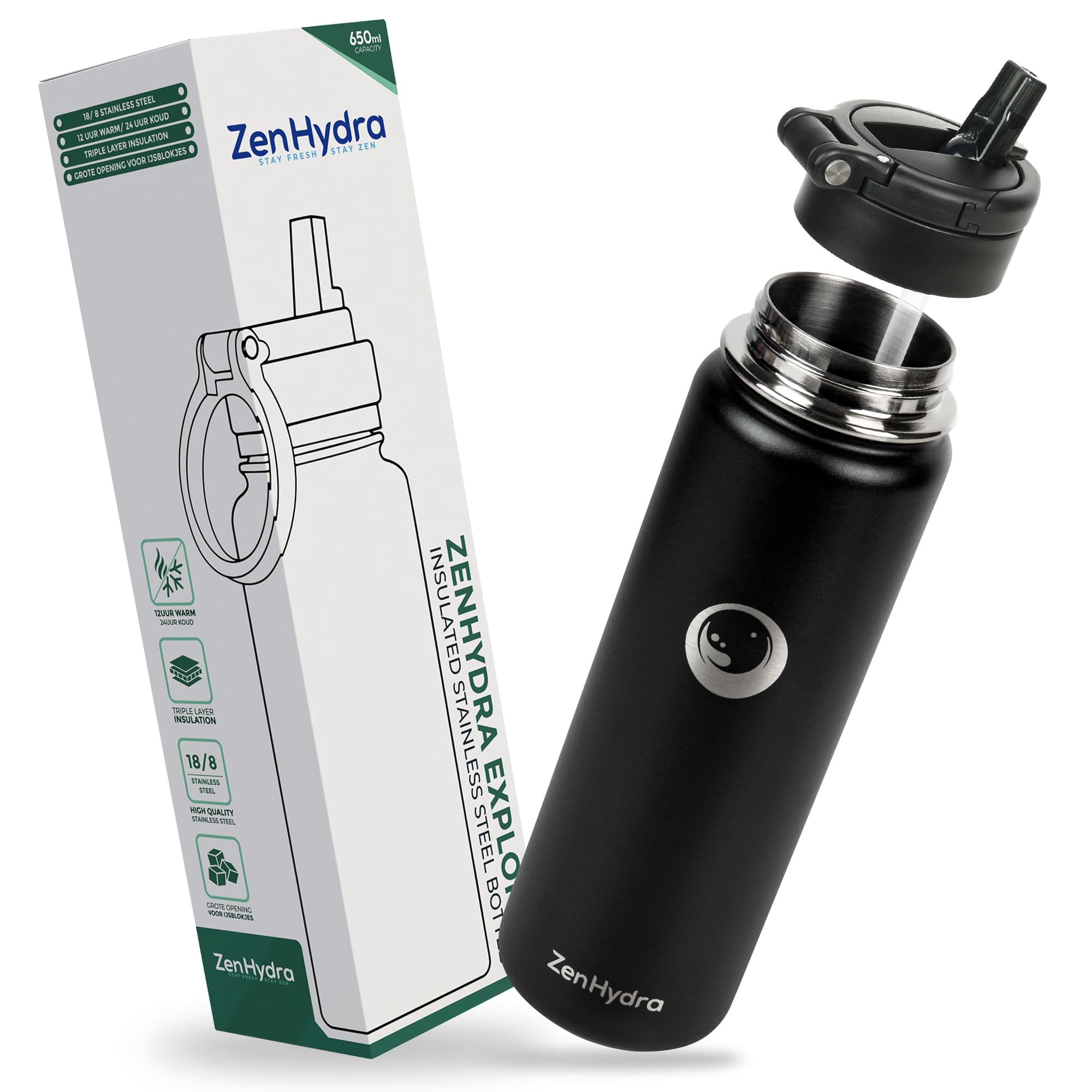 Zenhydra 650 ml drinkles zwart doos