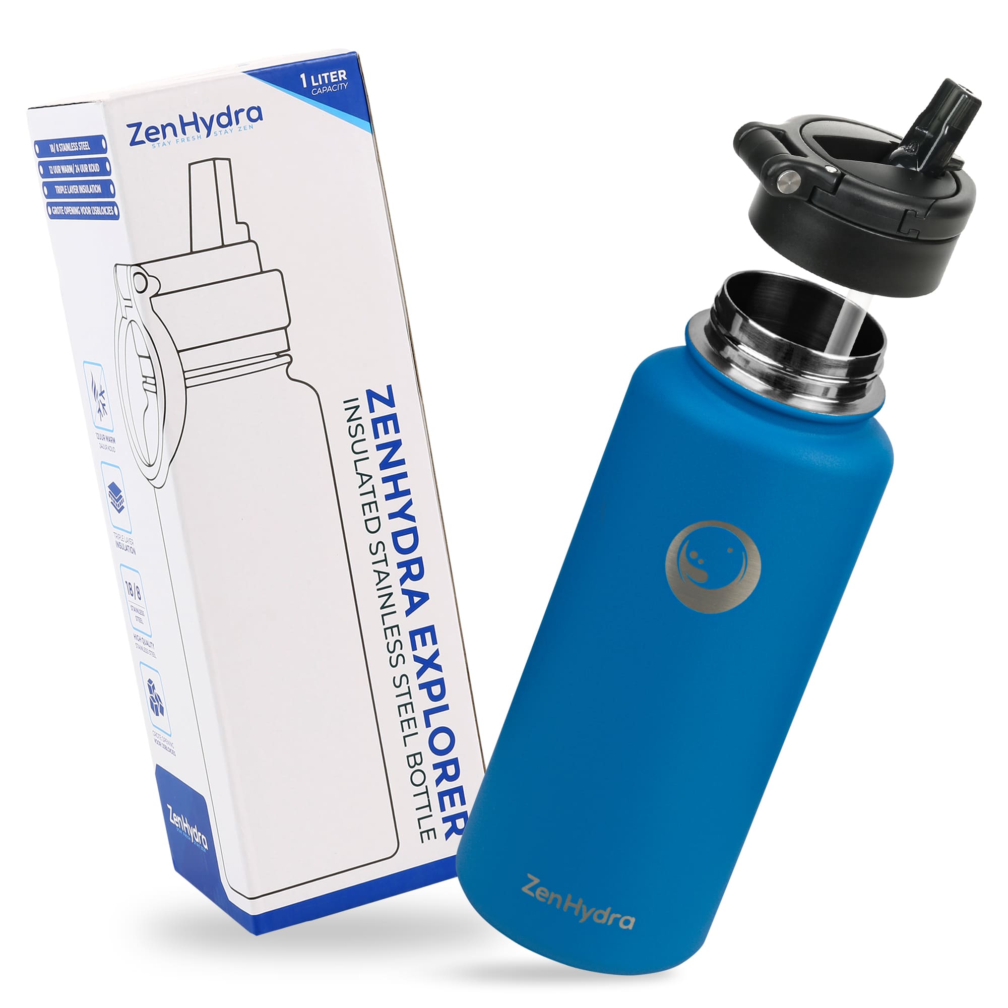 1 liter zenhydra fles met doos petrol