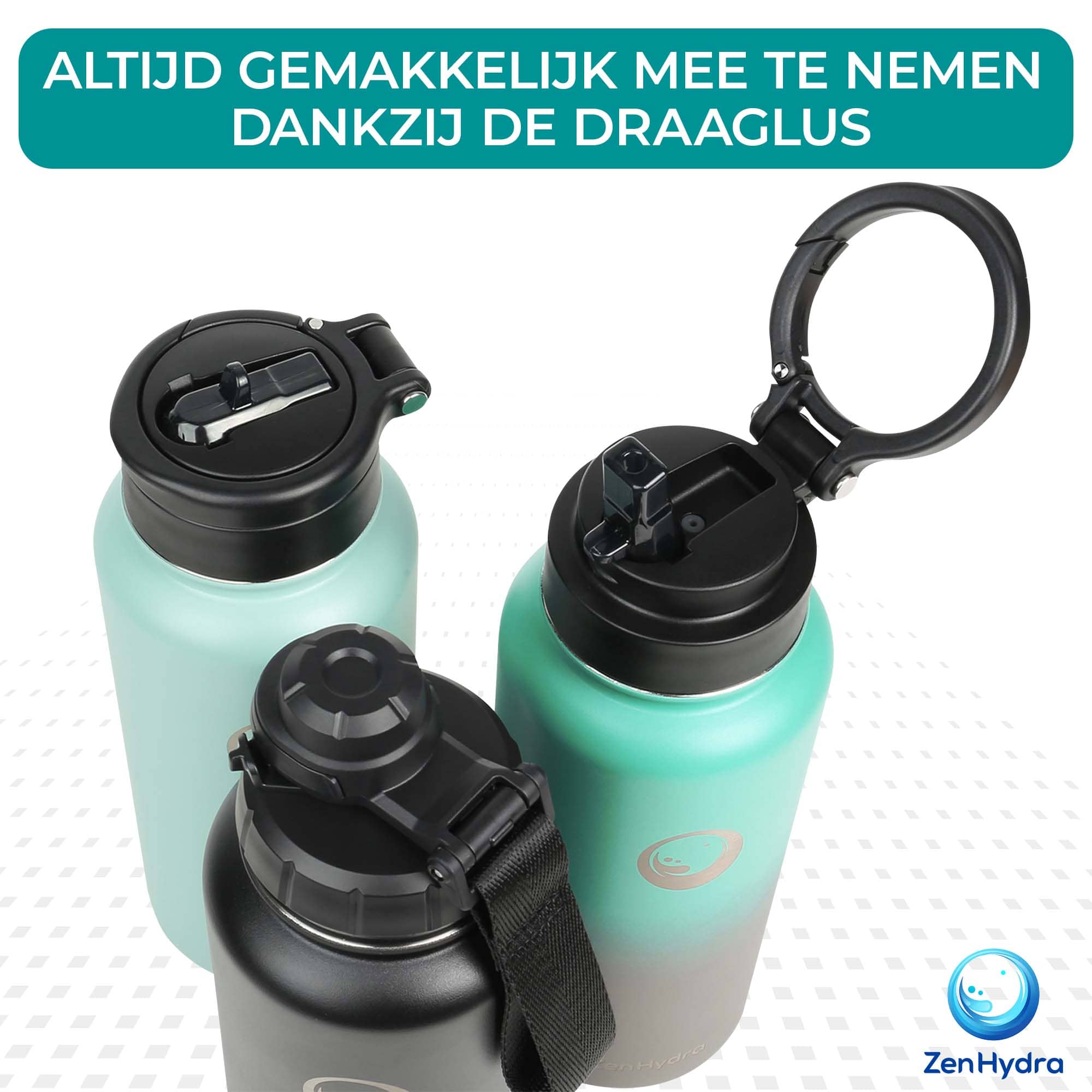 ZenHydra Explorer Drinkfles 1 Liter Gradient Grijs/Groen