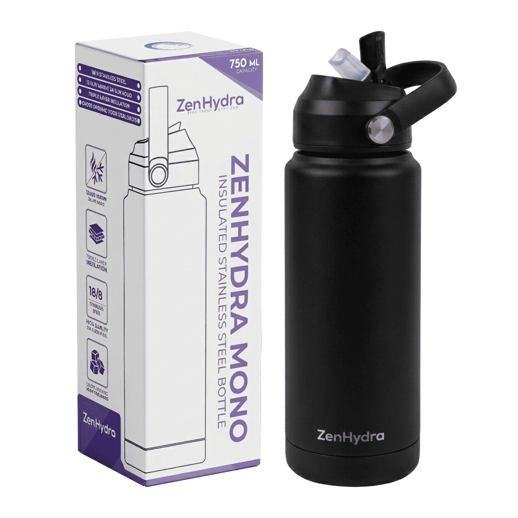 zenhydra 750ml fles zwart