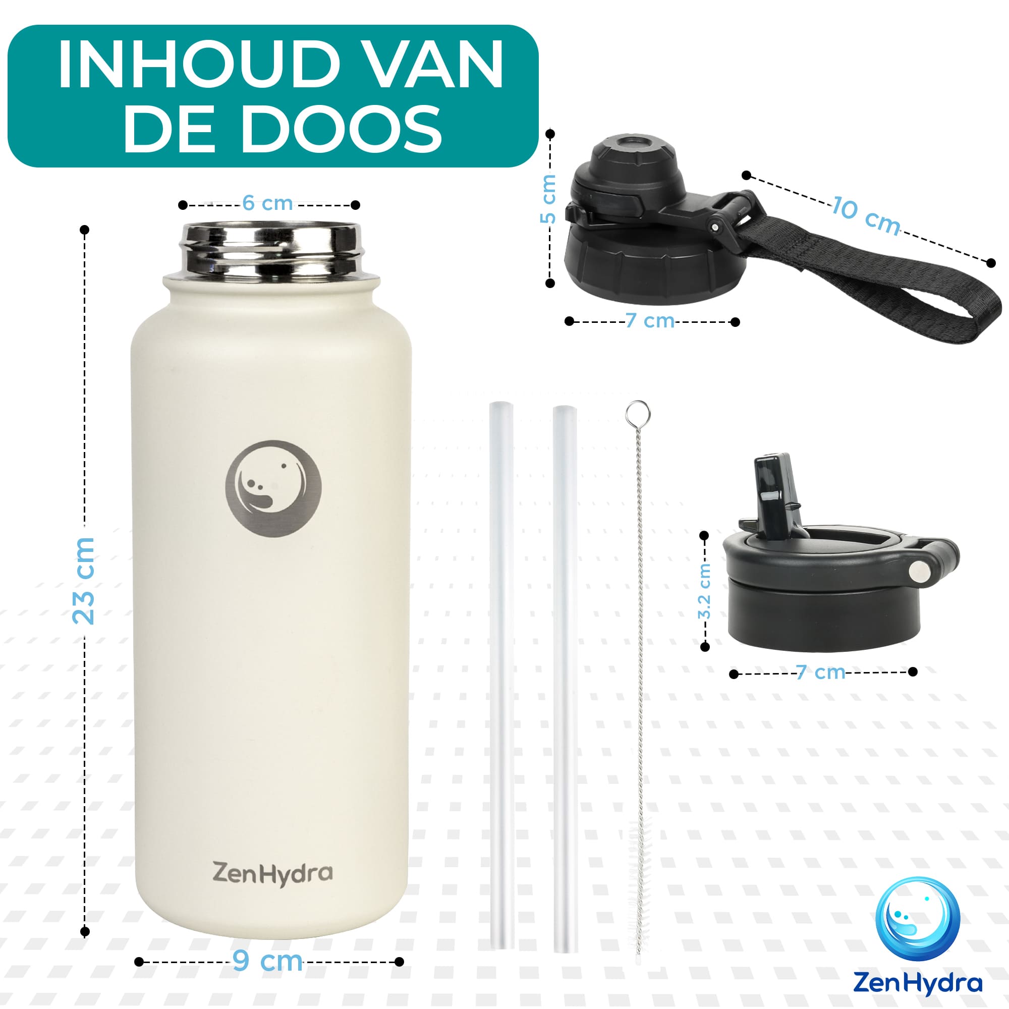 ZenHydra Exporer drinkfles 1 Liter Beige